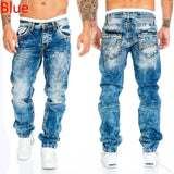 WEPBEL Men's Fashion Jeans Casual Full Length Trousers Straight Men's Pants Hip-Hop Cowboy Jeans