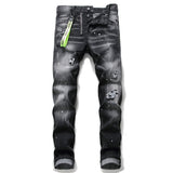 European Italy Designer Street Style Fashion Black Men Dsq Brand Jeans Pants Slim Top Quality Hole Pencil Button Denim Trousers