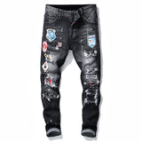European Italy Designer Street Style Fashion Black Men Dsq Brand Jeans Pants Slim Top Quality Hole Pencil Button Denim Trousers