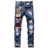 European Italy Designer Street Style Fashion Black Men Dsq Brand Jeans Pants Slim Top Quality Hole Pencil Button Denim Trousers
