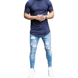MUYOGRT Jeans Man High Street Casual Feet Pants Fashion Men's Jeans Slim Tight Hole Denim Street Hip Hop Pants 2020 Fashion
