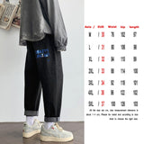 Fashion Print Black Jeans Pants Japanese Harajuku Streetwear for Mens Plus Size Denim Clothes Boyfriend Baggy Blue Jean Trousers