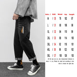 Fashion Print Black Jeans Pants Japanese Harajuku Streetwear for Mens Plus Size Denim Clothes Boyfriend Baggy Blue Jean Trousers