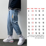 Fashion Print Black Jeans Pants Japanese Harajuku Streetwear for Mens Plus Size Denim Clothes Boyfriend Baggy Blue Jean Trousers