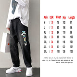 Fashion Print Black Jeans Pants Japanese Harajuku Streetwear for Mens Plus Size Denim Clothes Boyfriend Baggy Blue Jean Trousers