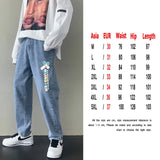 Fashion Print Black Jeans Pants Japanese Harajuku Streetwear for Mens Plus Size Denim Clothes Boyfriend Baggy Blue Jean Trousers